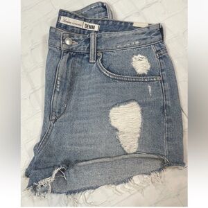 Lovers + Friends Blue Westerly Wash Jack High Rise Shorts Woman’s 30 Distressed‎